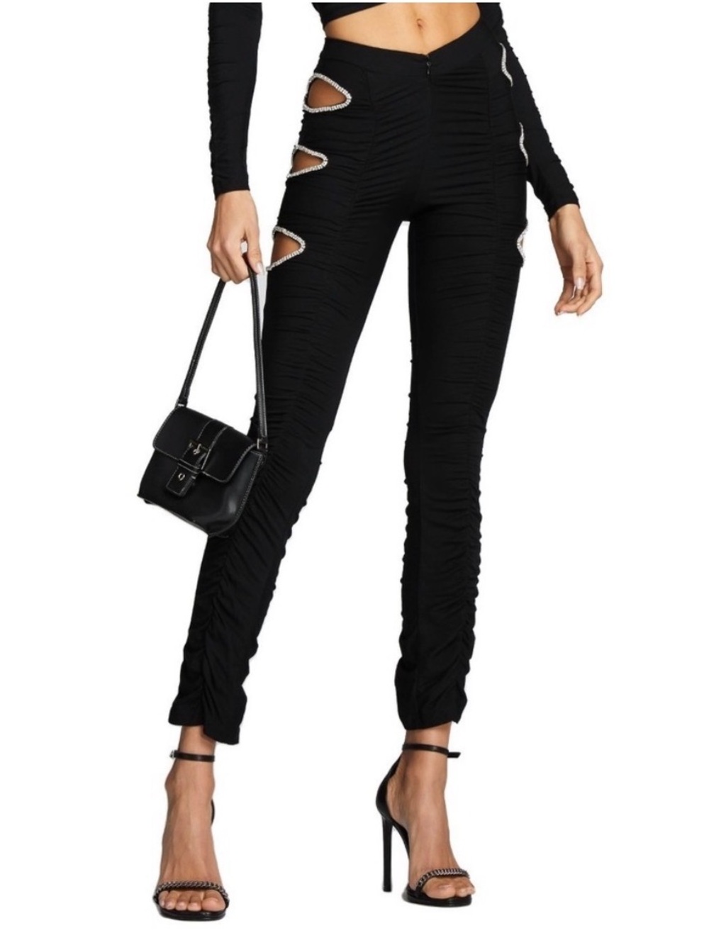 I Am Gia Lovedoll Rhinestone Ruched Cutout Pants